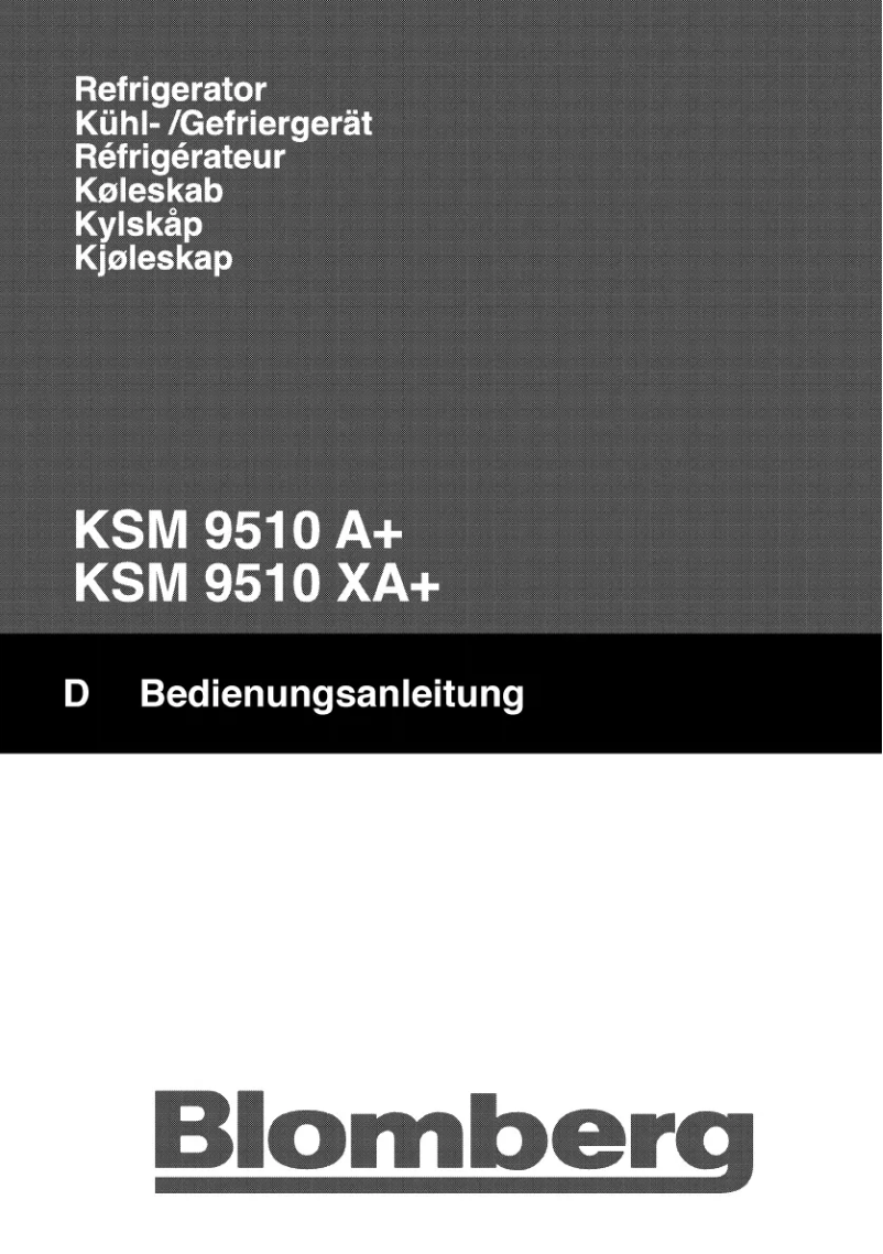 Page n°1 - Manuel utilisateur Blomberg KSM 9510 A