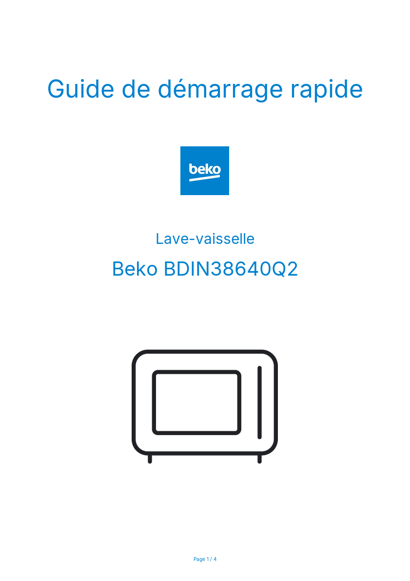 Image de la première page du manuel de l'appareil BDIN38640Q2