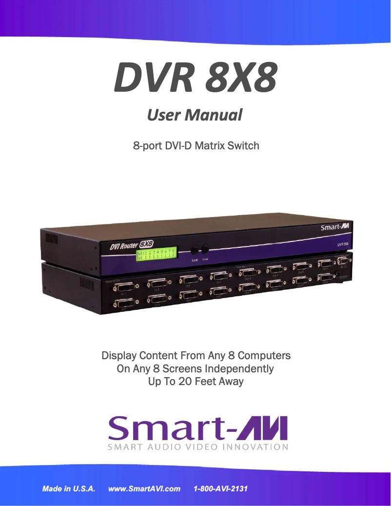 Page n°1 - Manuel utilisateur Smart-AVI DVR 8X8