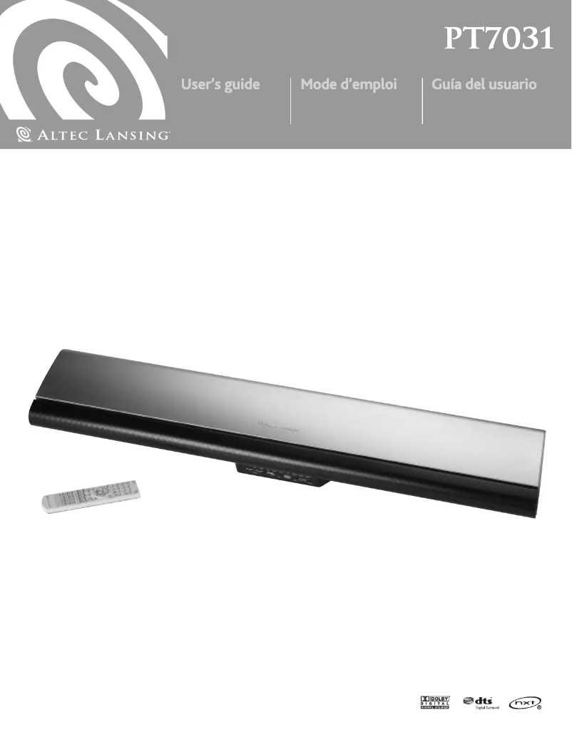 Page n°1 - Manuel utilisateur Altec Lansing PT7031