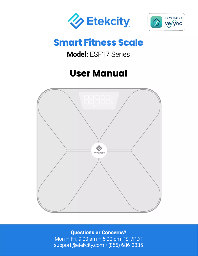 Page 1 de la notice Manuel utilisateur Etekcity ESF17