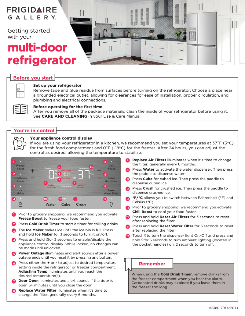 Page n°1 - Guide de démarrage rapide Frigidaire GRQC2255BF
