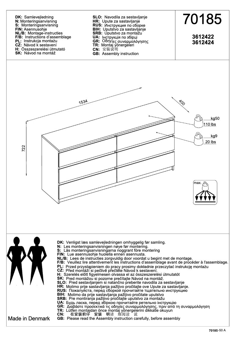 Page 1 de la notice Manuel utilisateur JYSK Tranbjerg (154x73x40)