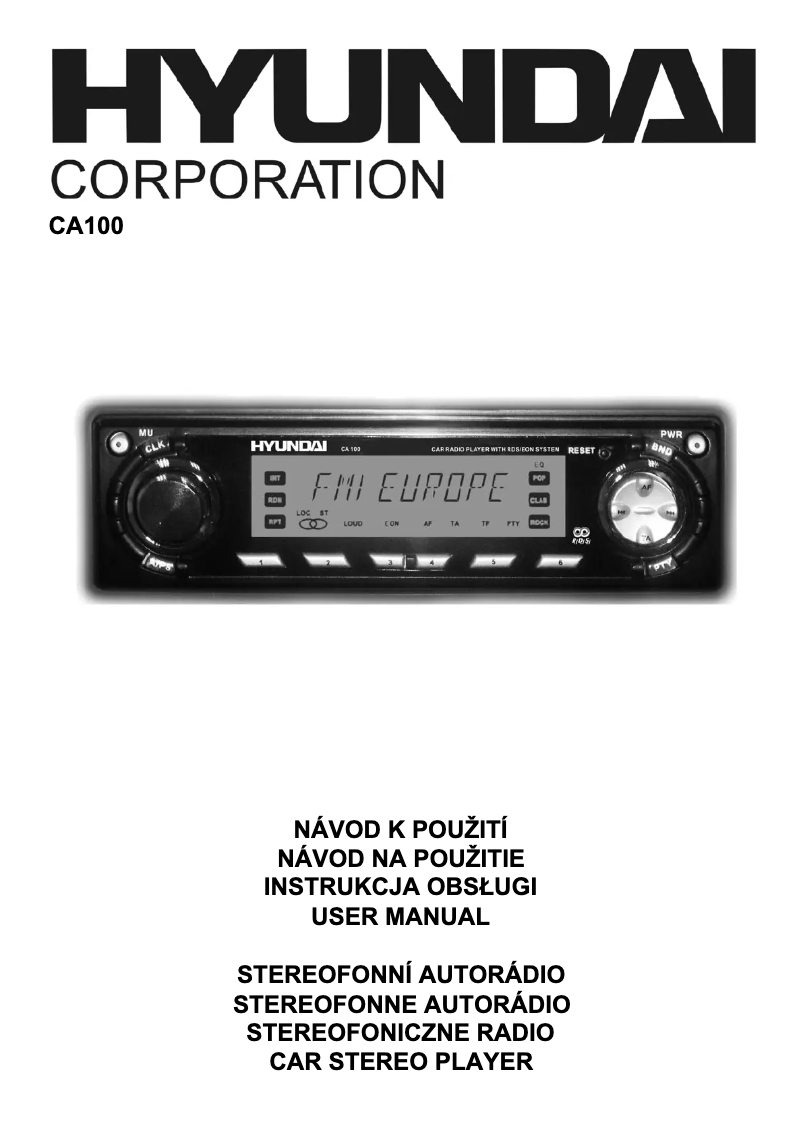 Page 1 de la notice Manuel utilisateur Hyundai CA 100