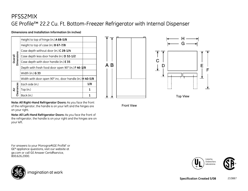 Image de la première page du manuel de l'appareil Profile PFSS2MIXSS