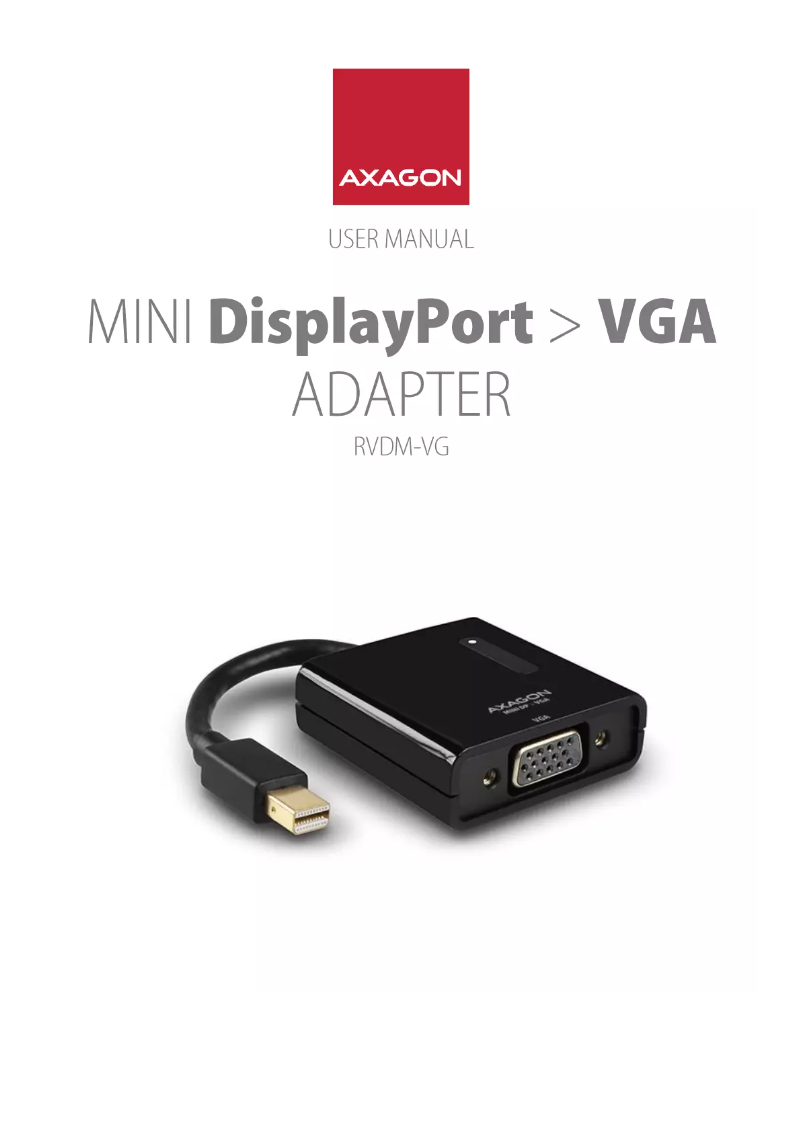 Page 1 de la notice Manuel utilisateur Axagon RVDM-VG