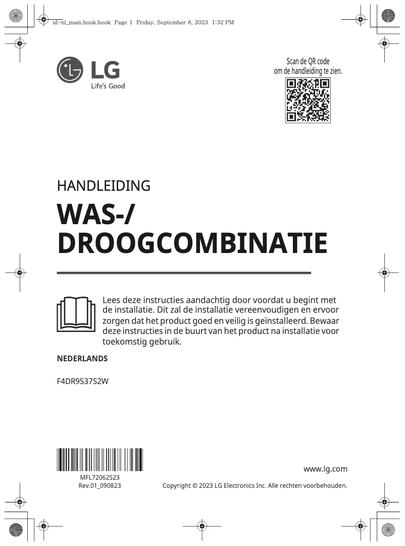 Page 1 de la notice Manuel utilisateur LG F4DR9537S2W