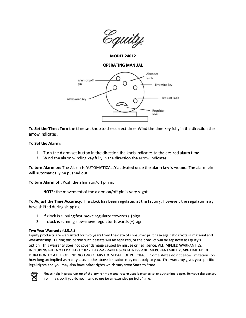 Página 1 del manual Manual de usuario Equity 24014