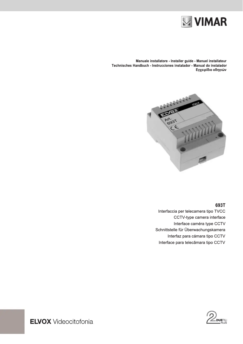Page 1 de la notice Manuel utilisateur Vimar ELVOX 693T