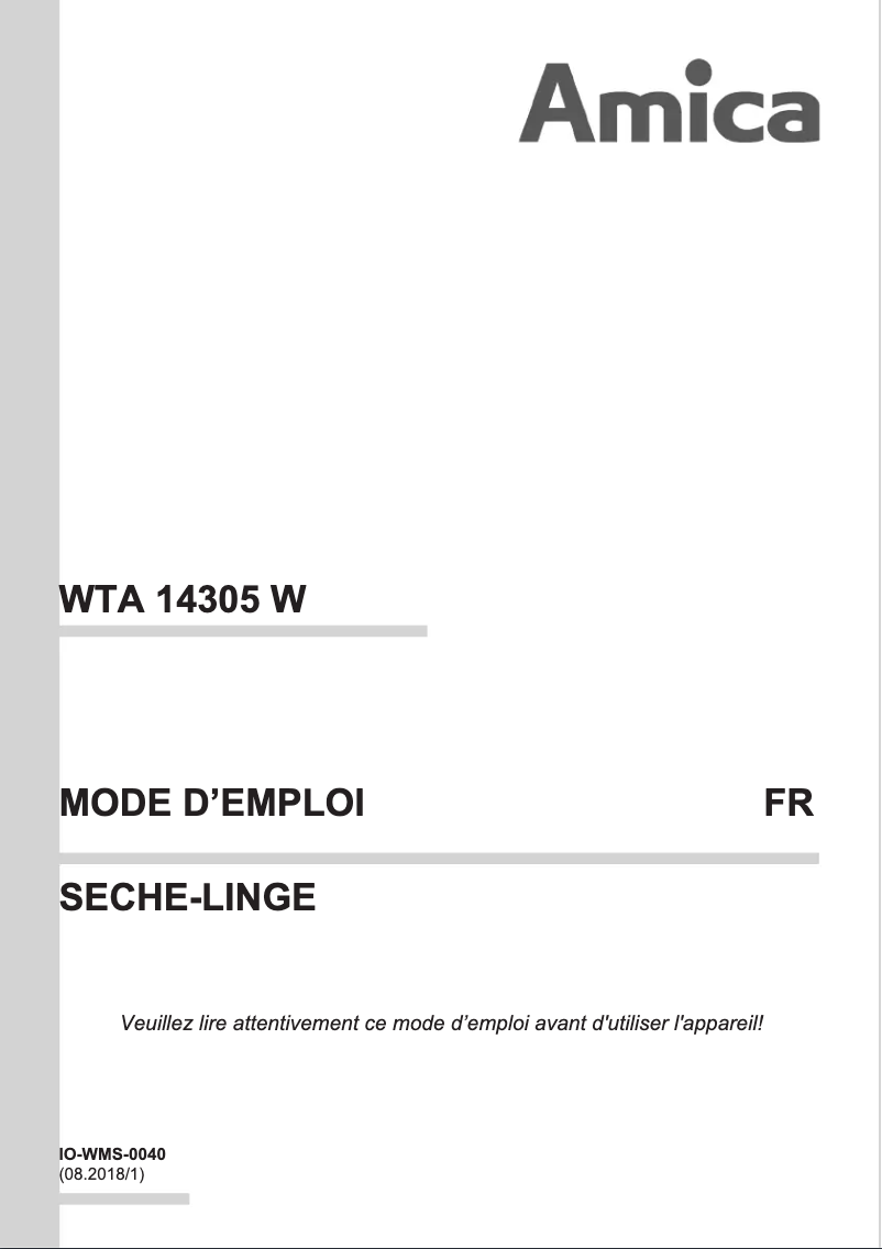 Image de la première page du manuel de l'appareil WTA 14305 W