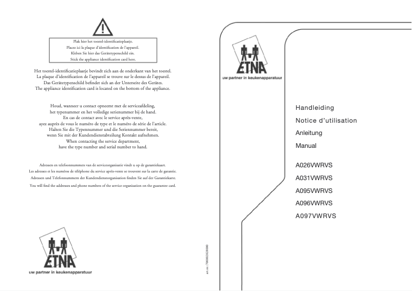 Image de la première page du manuel de l'appareil A096VW