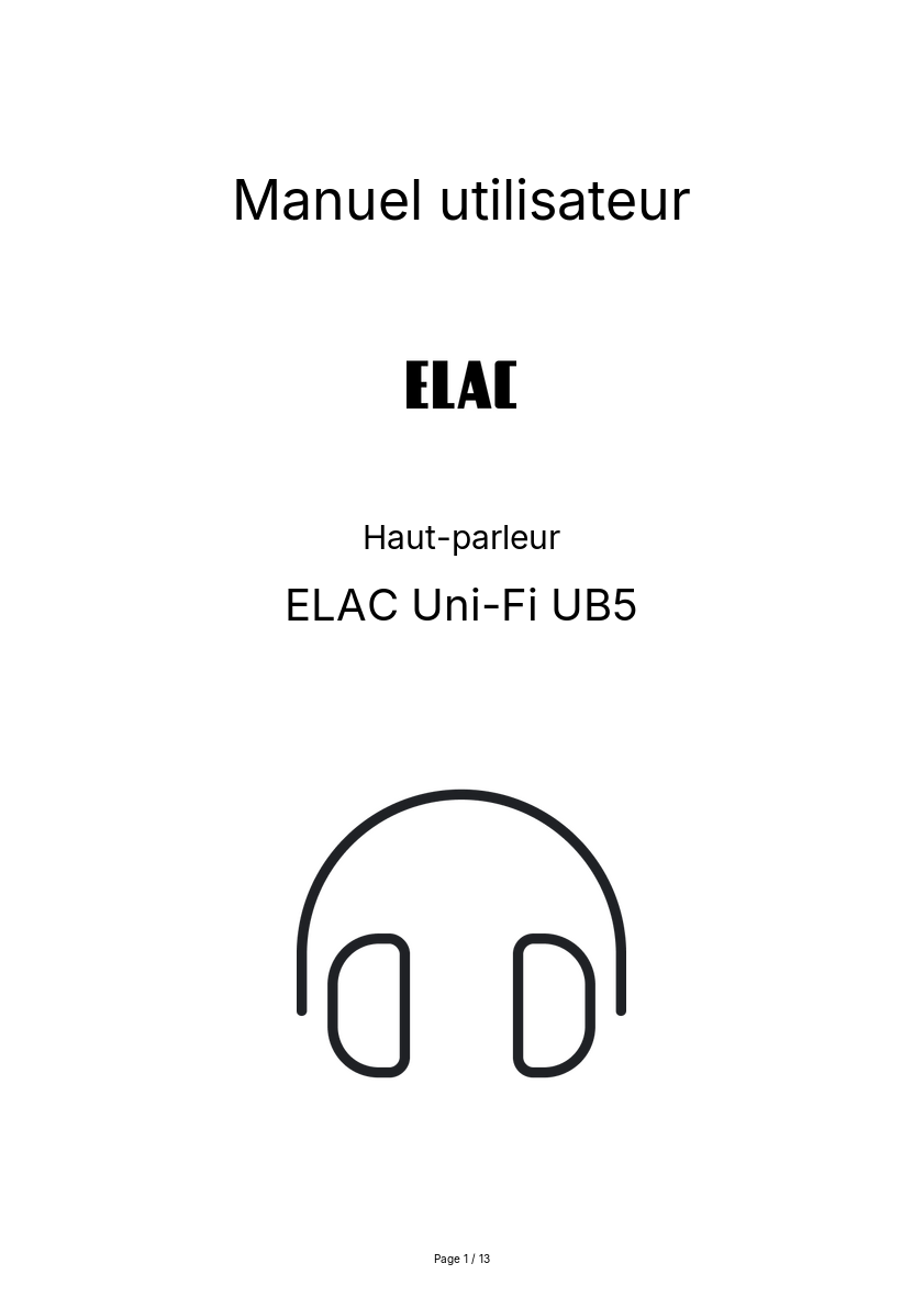 Page n°1 - Manuel utilisateur ELAC Uni-Fi UB5