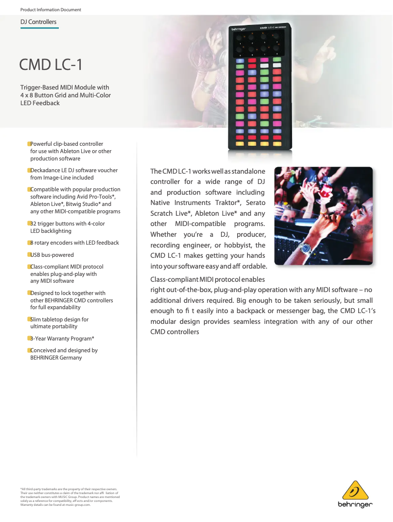 Página 1 del manual Ficha técnica Behringer CMD LC-1