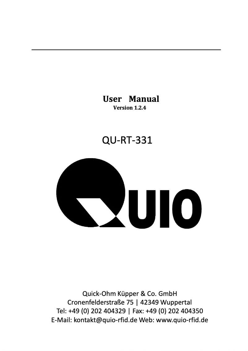 Page n°1 - Manuel utilisateur QUIO QU-ER-331