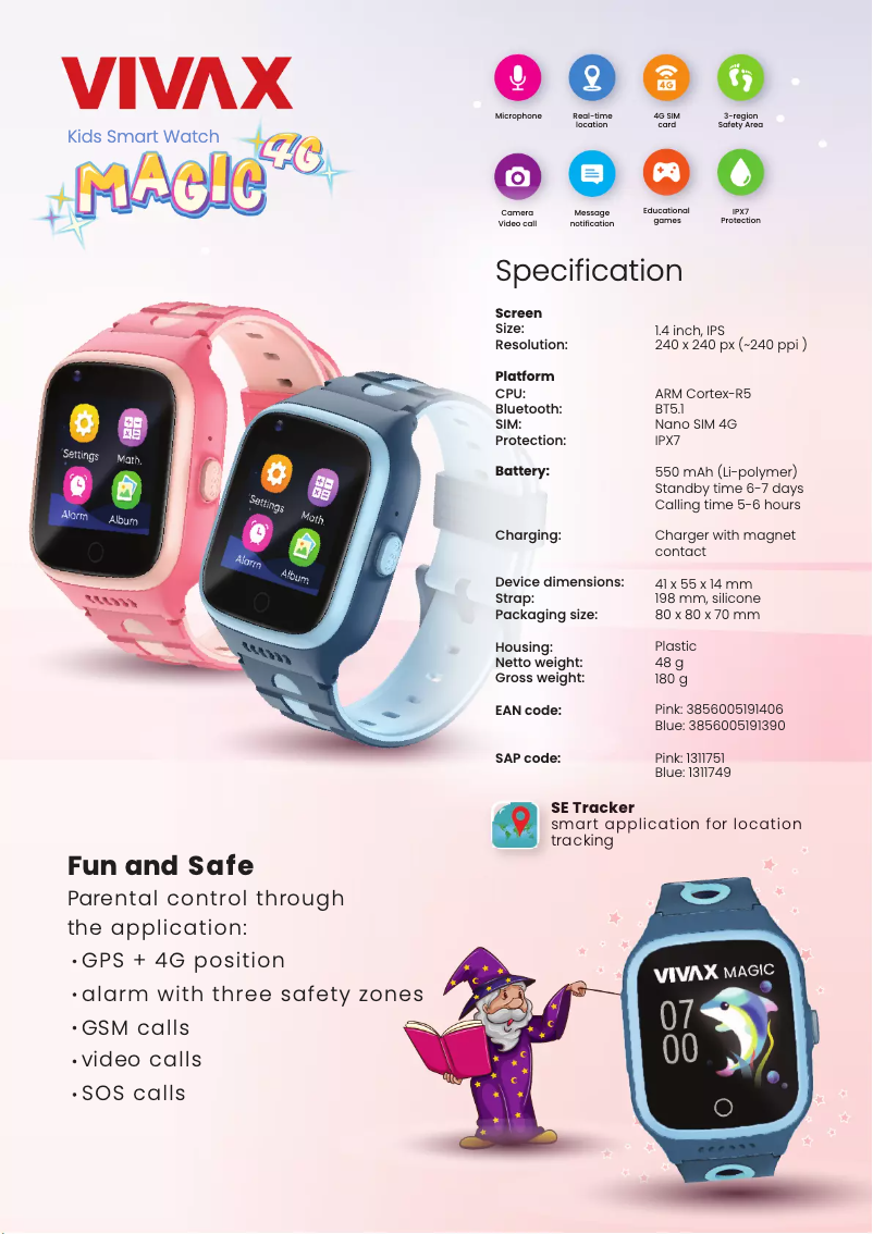 Page 1 de la notice Fiche technique Vivax Magic 4G