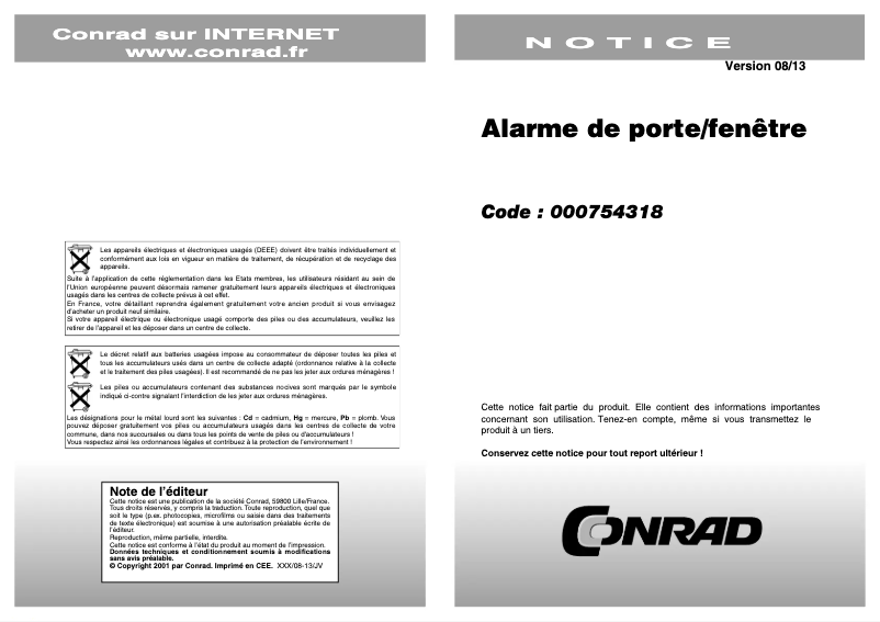 Imagen de la primera página del manual del dispositivo TFA 100