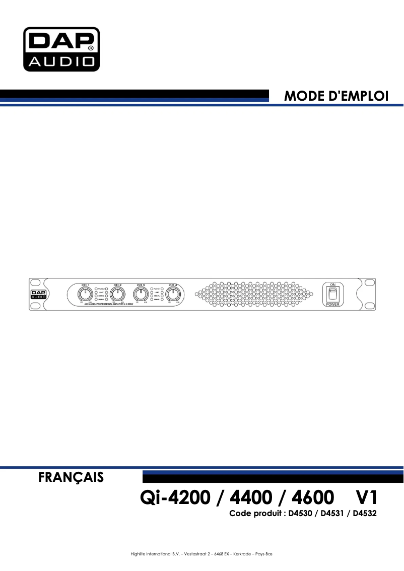 Page n°1 - Manuel utilisateur DAP-Audio Qi-4400