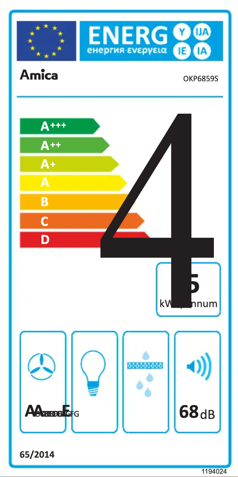 Page n°1 - Label énergétique Amica OKP6859S