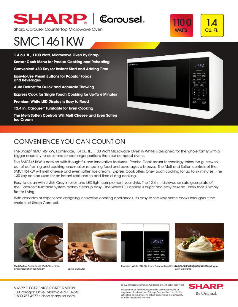 Page 1 de la notice Fiche technique Sharp SMC1461KW