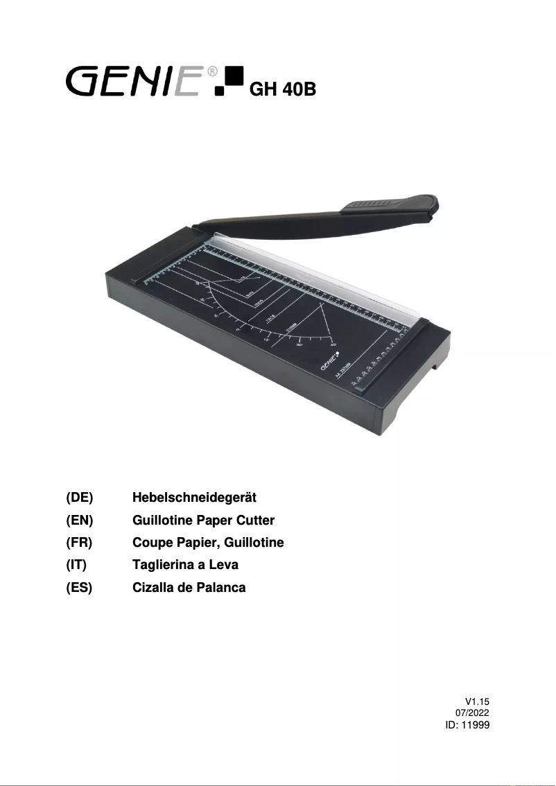 Page 1 de la notice Manuel utilisateur Genie GH 40B