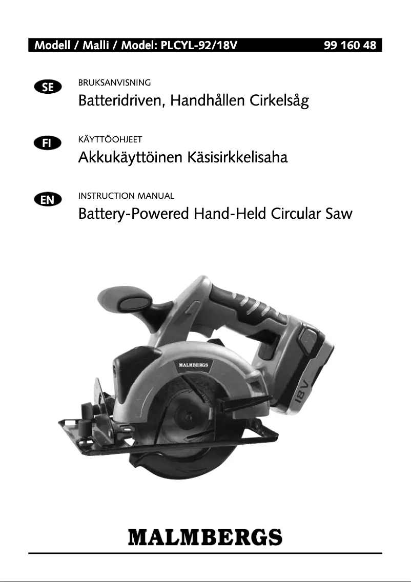 Page 1 de la notice Manuel utilisateur Malmbergs PLCYL-92