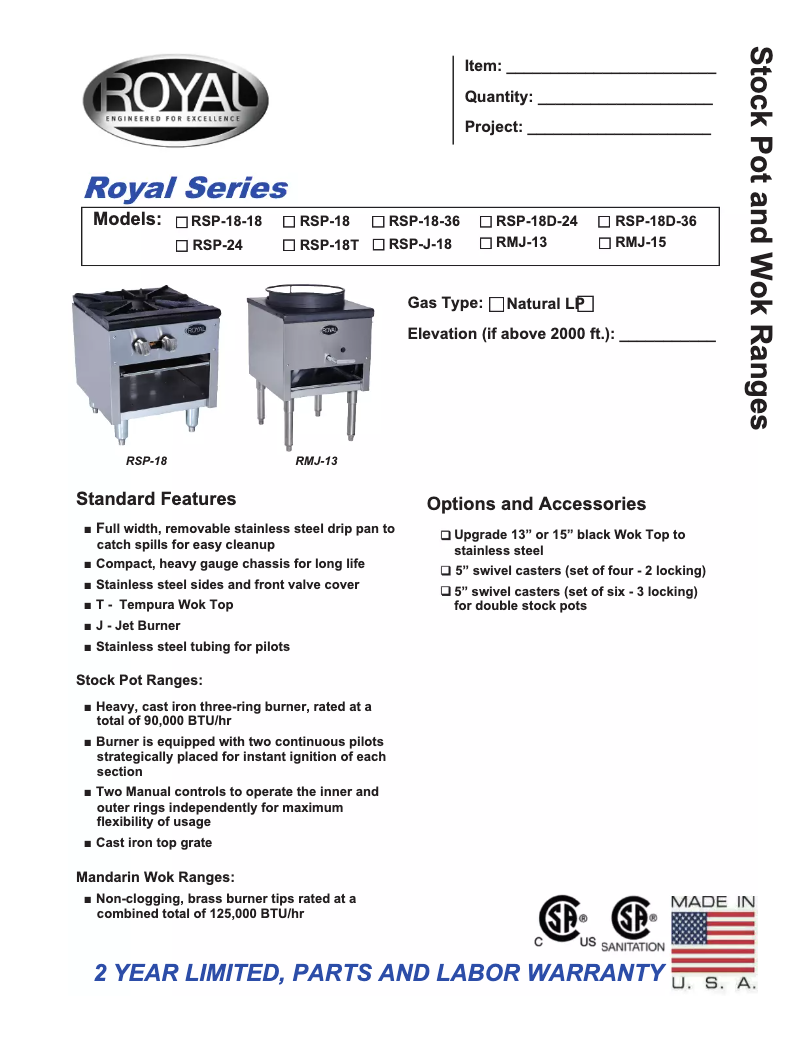 Page 1 de la notice Manuel utilisateur Royal Range RSP-18