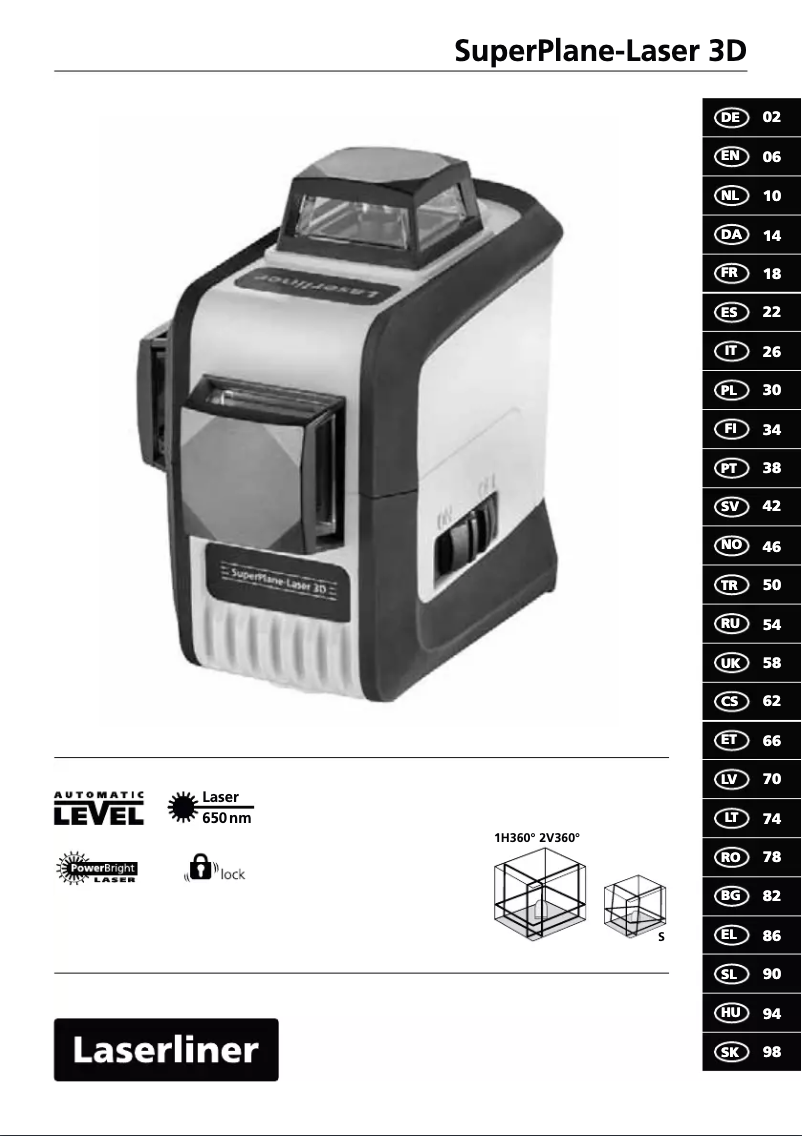 First page image of the manual for SuperPlane-Laser 3D