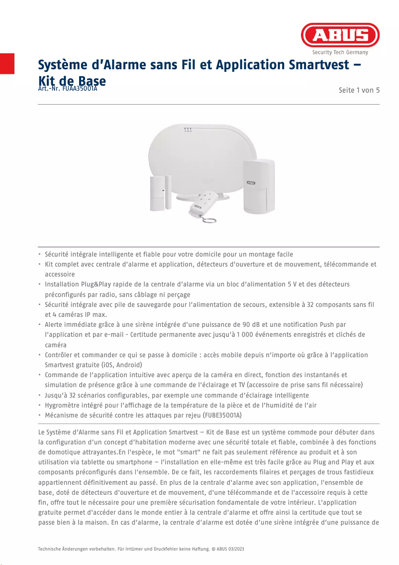 Image de la première page du manuel de l'appareil FUAA35001A