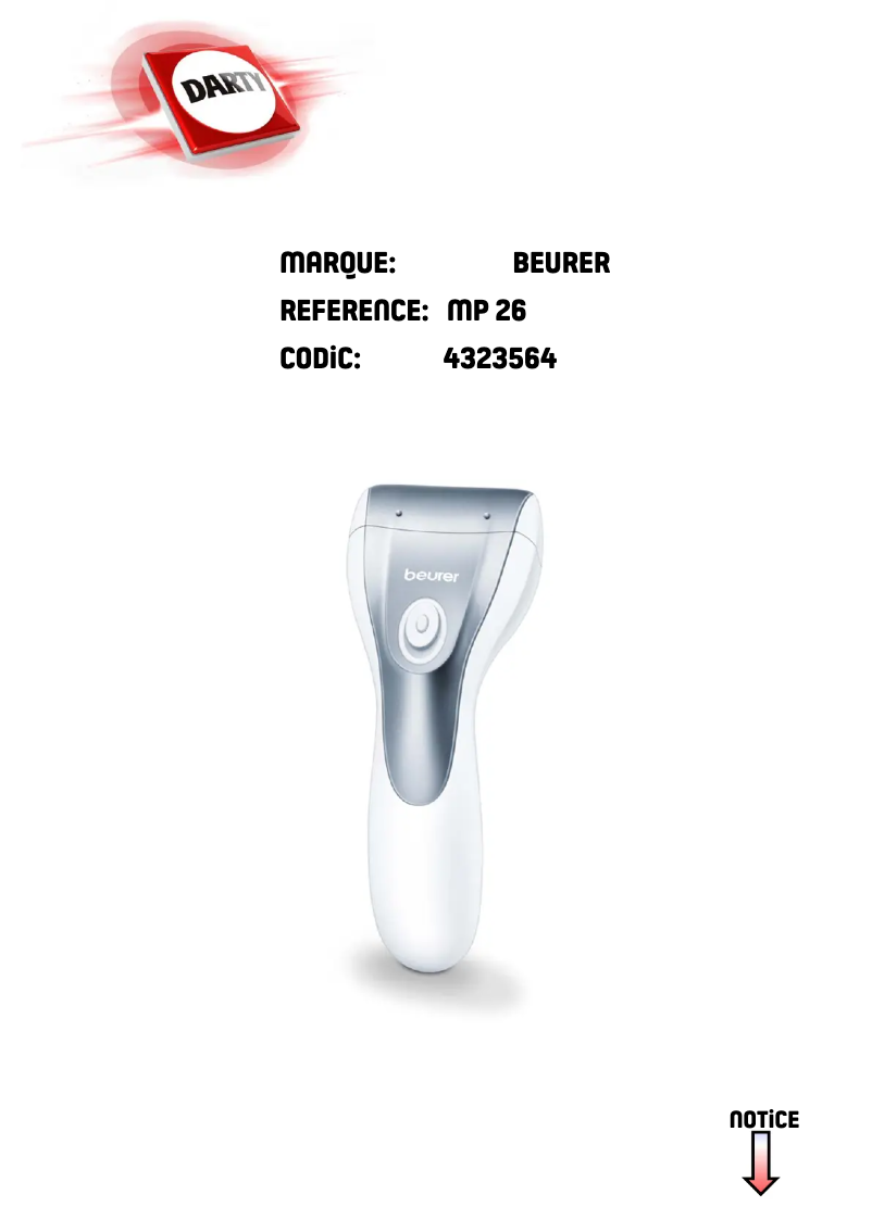 Page 1 de la notice Manuel utilisateur Beurer MP 26