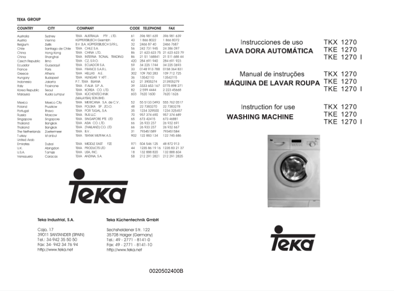Page n°1 - Manuel utilisateur Teka TKX 1270