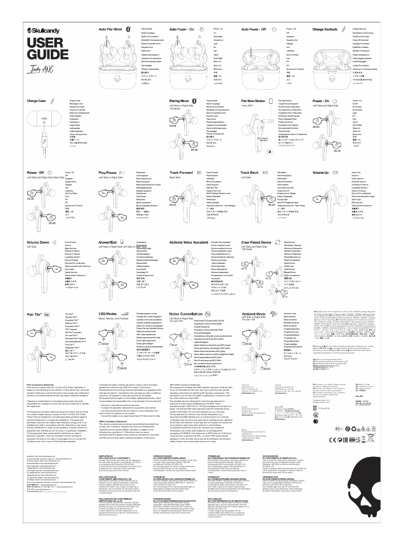 Page 1 de la notice Manuel utilisateur Skullcandy Indy ANC