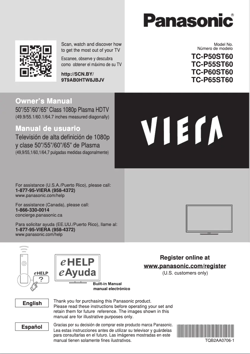 Image de la première page du manuel de l'appareil Viera TX-P65ST60