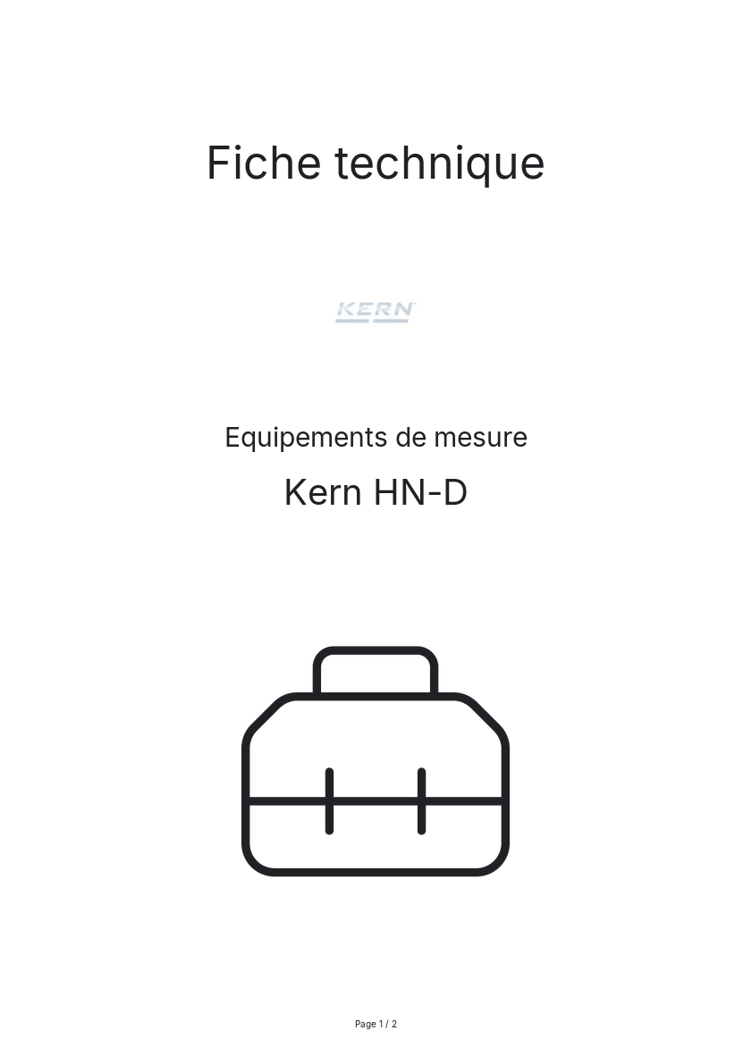 Page n°1 - Fiche technique Kern HN-D