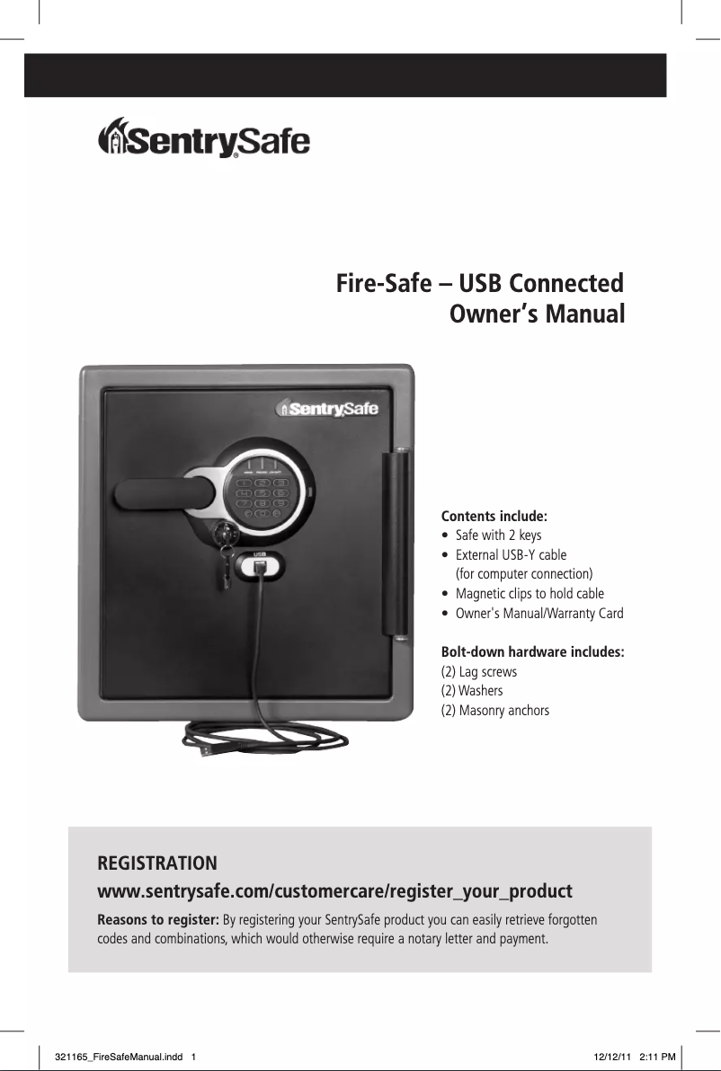 Page 1 de la notice Manuel utilisateur Sentry Electronic Fire-Safe SFW123GDF