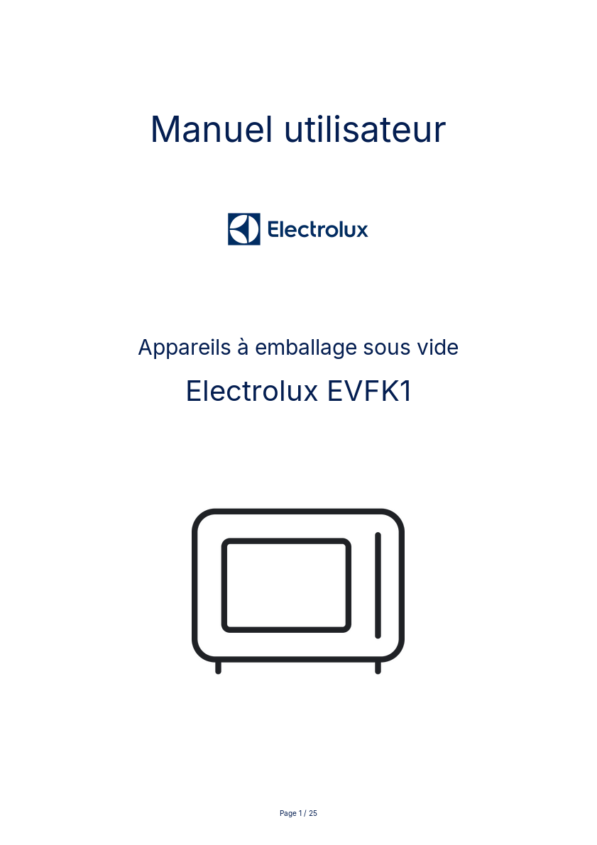 Image de la première page du manuel de l'appareil EVFK1