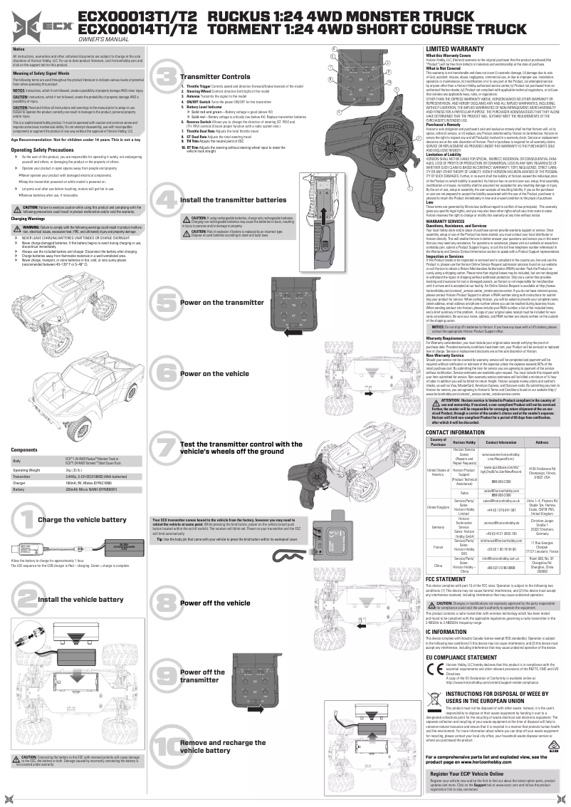 Page n°1 - Manuel utilisateur ECX Ruckus ECX00013T1