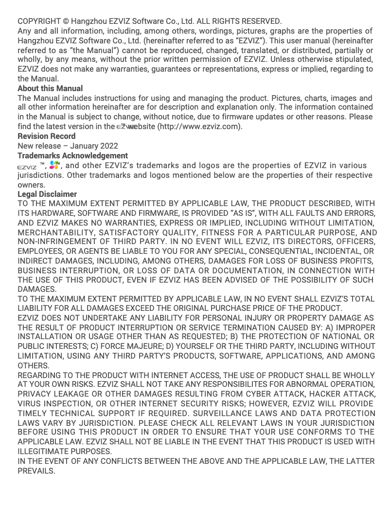 Page 1 de la notice Manuel utilisateur EZVIZ BM1