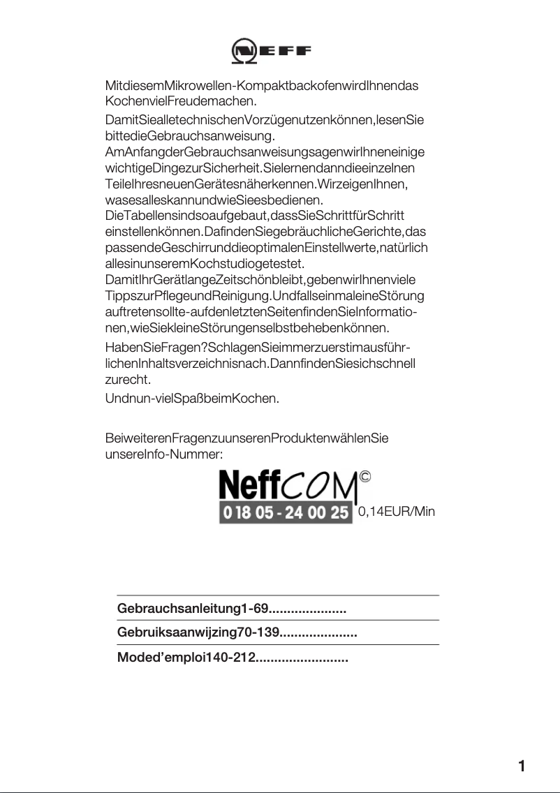 Page 1 de la notice Manuel utilisateur Neff H5972N0