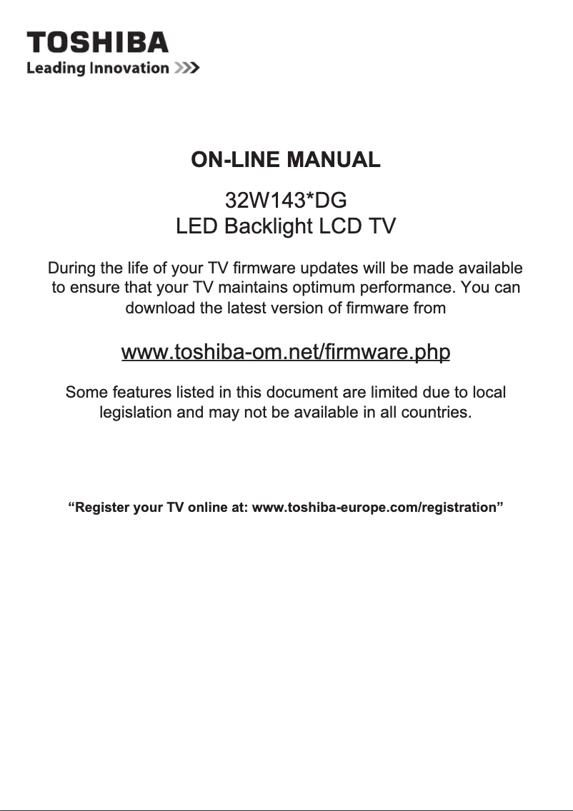 Page n°1 - Manuel utilisateur Toshiba 32W1433