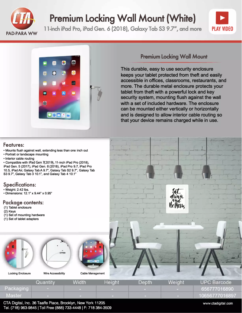 Page 1 de la notice Manuel utilisateur CTA Digital PAD-PARAWW