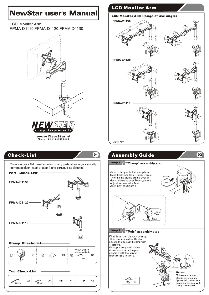Page 1 de la notice Manuel utilisateur Newstar FPMA-D1110