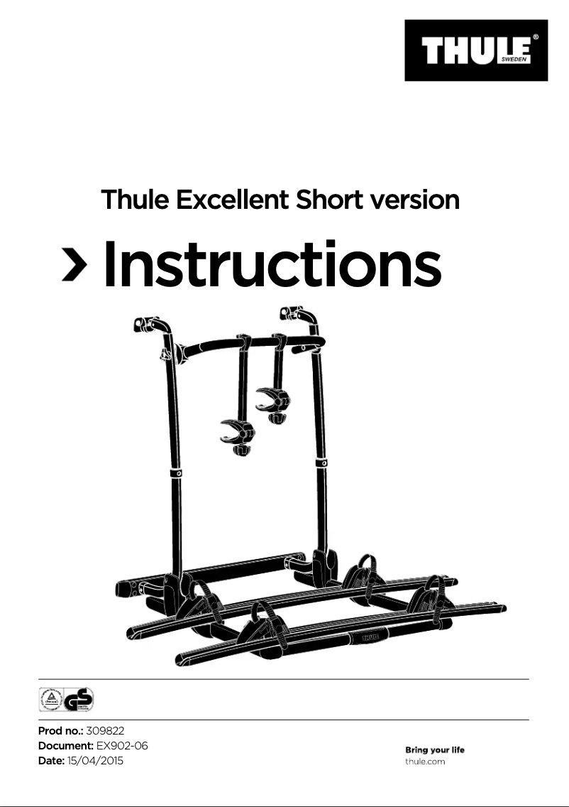 Page 1 de la notice Manuel utilisateur Thule Excellent Short version