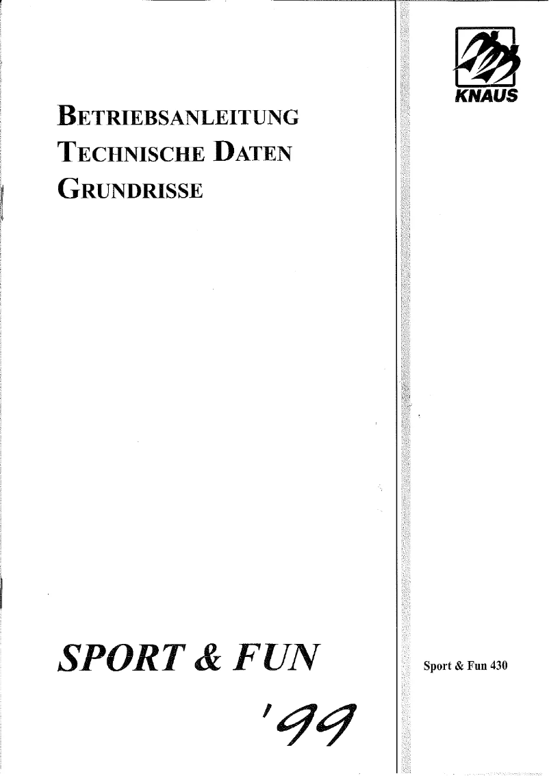 Image de la première page du manuel de l'appareil Sport & Fun 430 (1999)