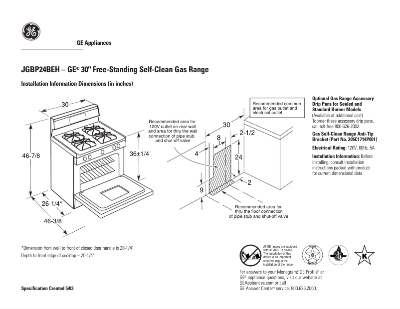 Image de la première page du manuel de l'appareil JGBP24BEHWH