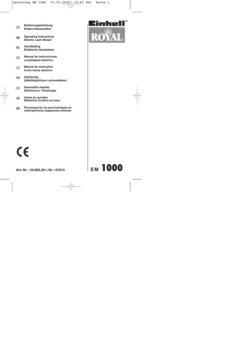 Page 1 de la notice Manuel utilisateur Einhell EM 1000