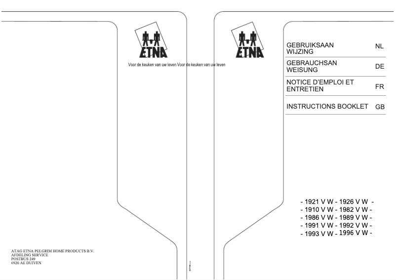 Page 1 de la notice Manuel utilisateur Etna 1996 VW