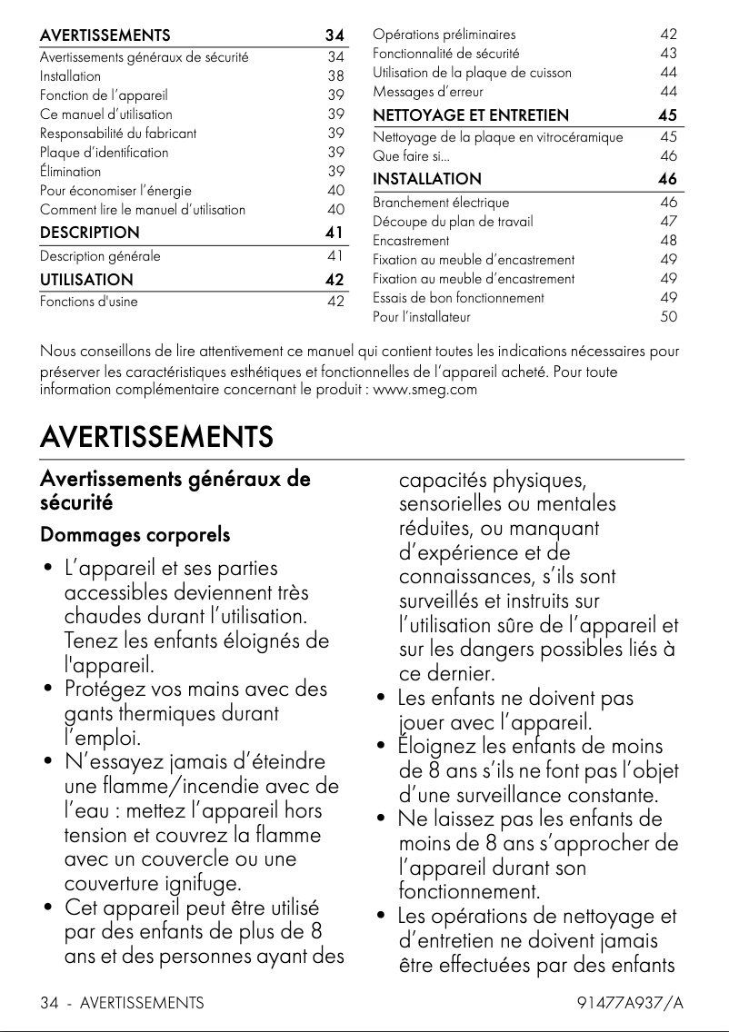 Page n°1 - Manuel utilisateur Smeg SI364FXM