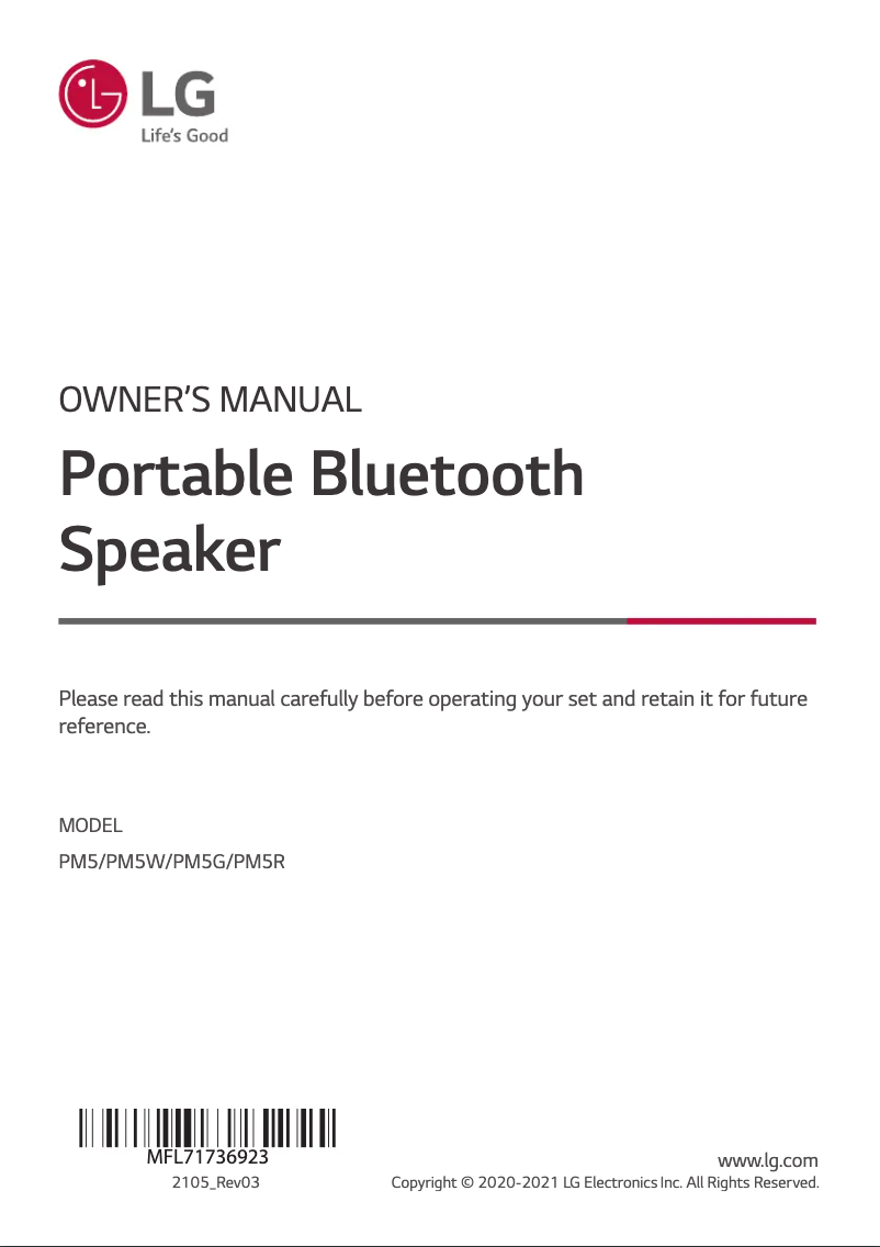 Página 1 del manual Manual de usuario LG PM5