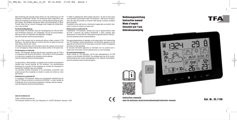 Page 1 de la notice Manuel utilisateur TFA Meteotime Primo 35.1156.01