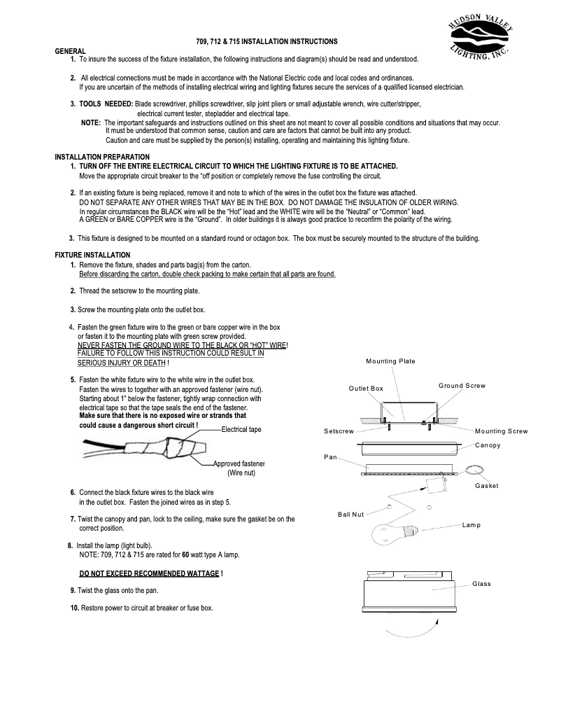 Page 1 de la notice Manuel utilisateur Hudson Valley Geneva 712-AGB